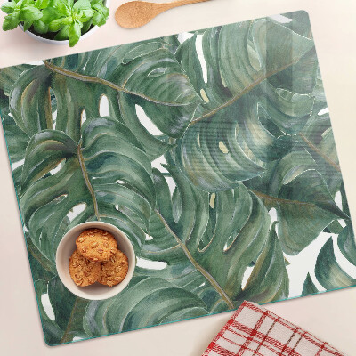 Glass chopping board Monstera leaves