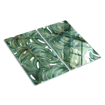 Glass chopping board Monstera leaves