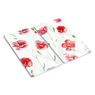 Glass kitchen board Poppy pattern with flowers