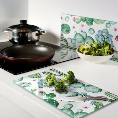 Glass chopping board Cacti and succulents