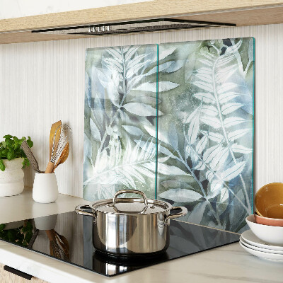 Glass kitchen board Tropical leaves in pastel shades