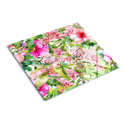 Glass chopping board Floral tropical pattern