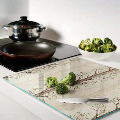 Glass chopping board Tree Branches with Leaves Pattern