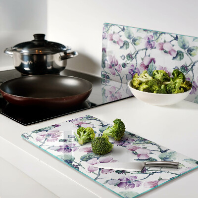 Glass chopping board Magnolia Floral Pattern