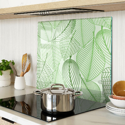 Glass kitchen board Leaves in shades of green