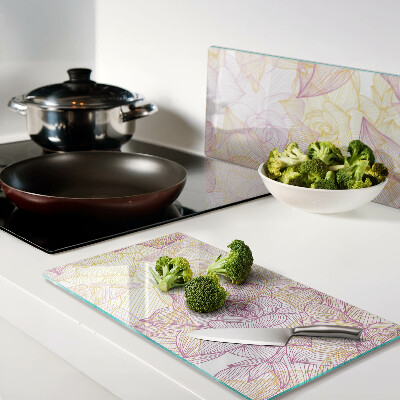 Glass kitchen board Floral pattern in pastel colors