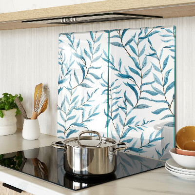 Glass chopping board Leaves in shades of blue