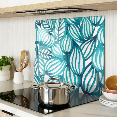 Glass chopping board Leaves in shades of turquoise