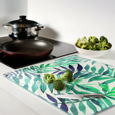 Glass kitchen board Palm leaves in watercolor style