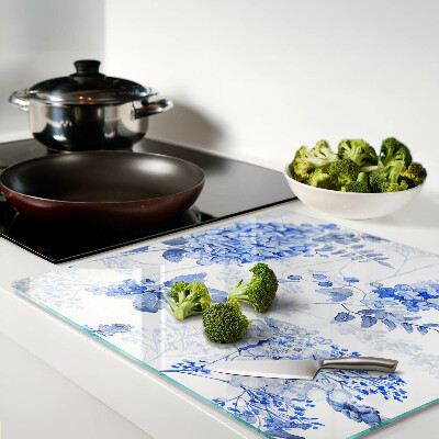 Glass chopping board Flowers in shades of blue