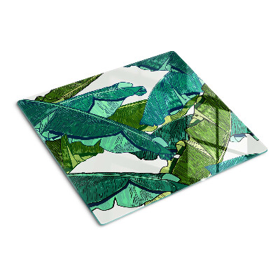 Glass kitchen board Palm leaves in shades of green