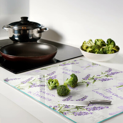 Glass kitchen board Lavender and Provençal Lettering