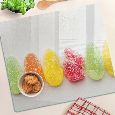 Glass chopping board Sweets in rainbow colors
