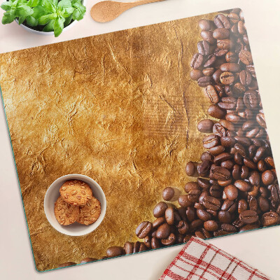 Glass kitchen board Coffee and leather pattern