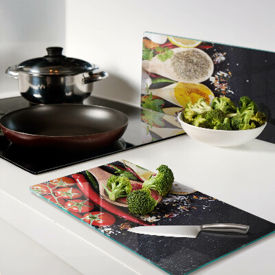 Glass kitchen board Spices and herbs