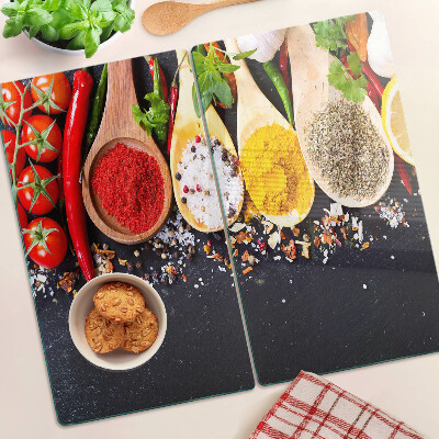Glass kitchen board Spices and herbs