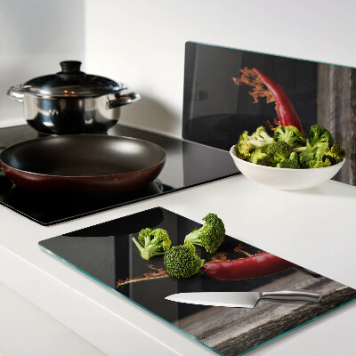 Glass chopping board Fire and chili pepper