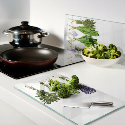 Glass kitchen board Herbs on a String