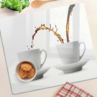 Glass kitchen board Coffee in cups