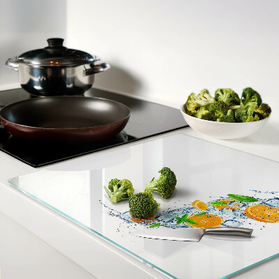 Glass chopping board Citrus in water