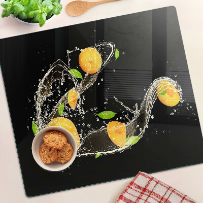 Glass kitchen board Citrus in water
