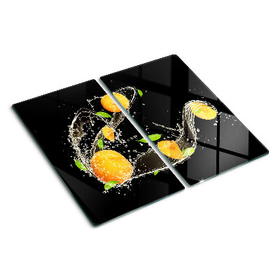Glass kitchen board Citrus in water