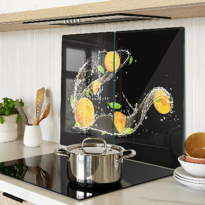 Glass kitchen board Citrus in water