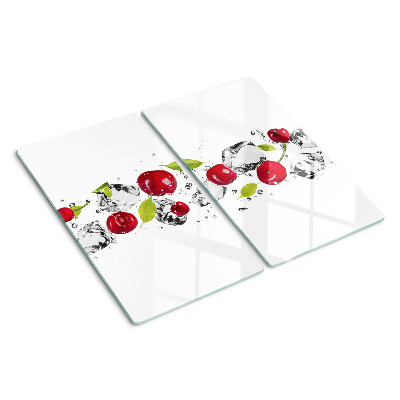 Glass kitchen board Red apples with ice