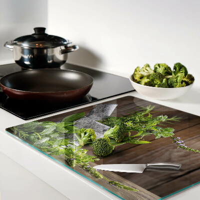 Glass chopping board Herbs in a pot