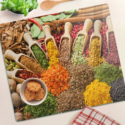 Glass chopping board Spices and herbs