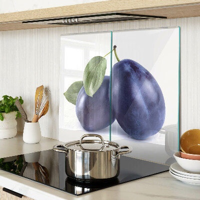 Glass chopping board Plums with leaves