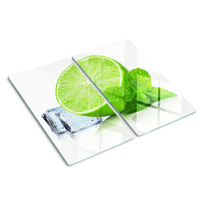 Glass chopping board Lime with mint and ice
