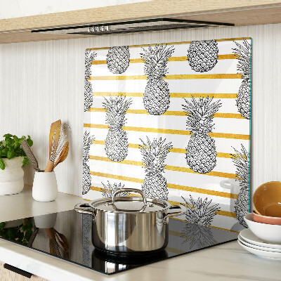 Glass kitchen board Pineapples on strips