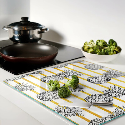 Glass kitchen board Pineapples on strips