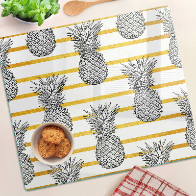 Glass kitchen board Pineapples on strips