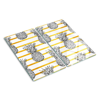 Glass kitchen board Pineapples on strips