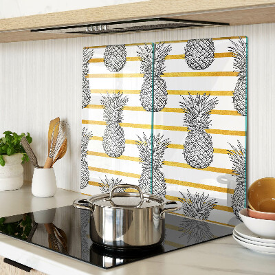 Glass kitchen board Pineapples on strips