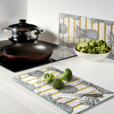 Glass kitchen board Pineapples on strips
