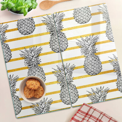 Glass kitchen board Pineapples on strips