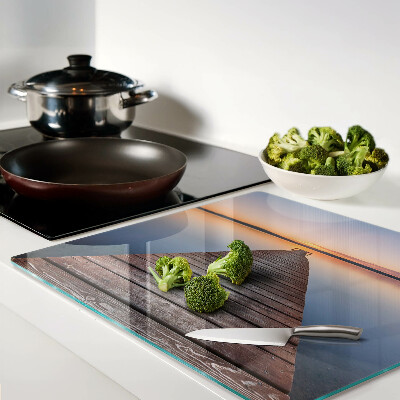 Glass chopping board Pier on the lake at sunset
