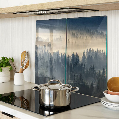 Glass chopping board Misty forest scenery