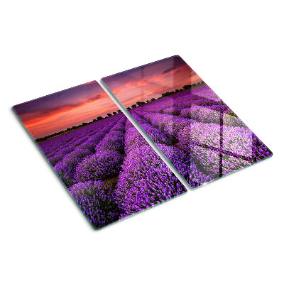 Glass chopping board Lavender field at sunset