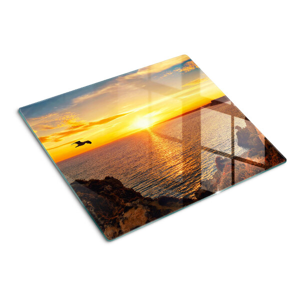 Glass kitchen board Sunset over the sea