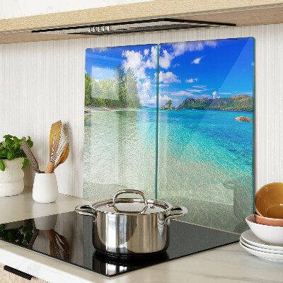 Glass kitchen board Tropical beach with azure waters