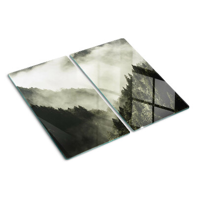 Glass kitchen board Mountain landscape with fog