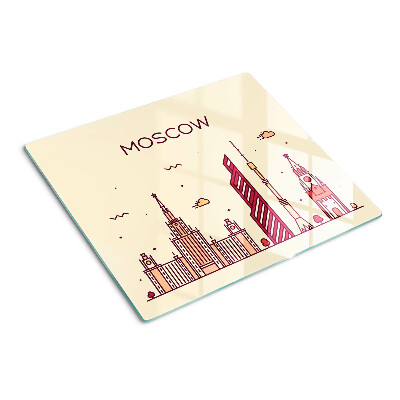 Glass chopping board Moscow skyline illustration