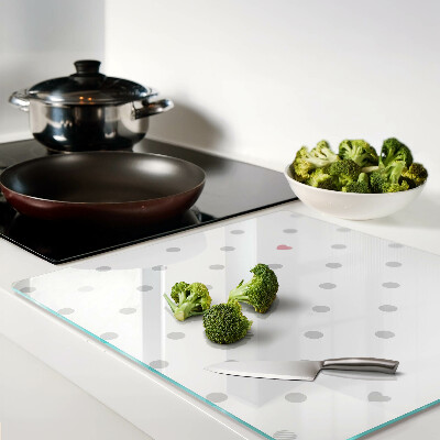 Glass kitchen board Dots and a heart