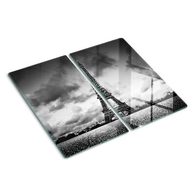 Glass chopping board Eiffel Tower in black and white