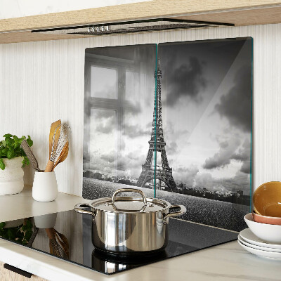 Glass chopping board Eiffel Tower in black and white