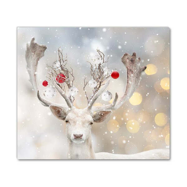 Kitchen Splashback White Reindeer Christmas Baubles